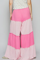 Two Tone Drawstring Wide Leg Pants POL